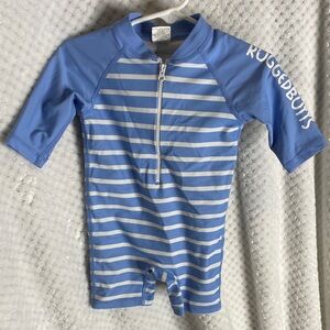 Rugged Butts Blue and White Striped Kids Swimwear
